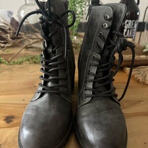Gray Lace-Up Women's Combat Boots